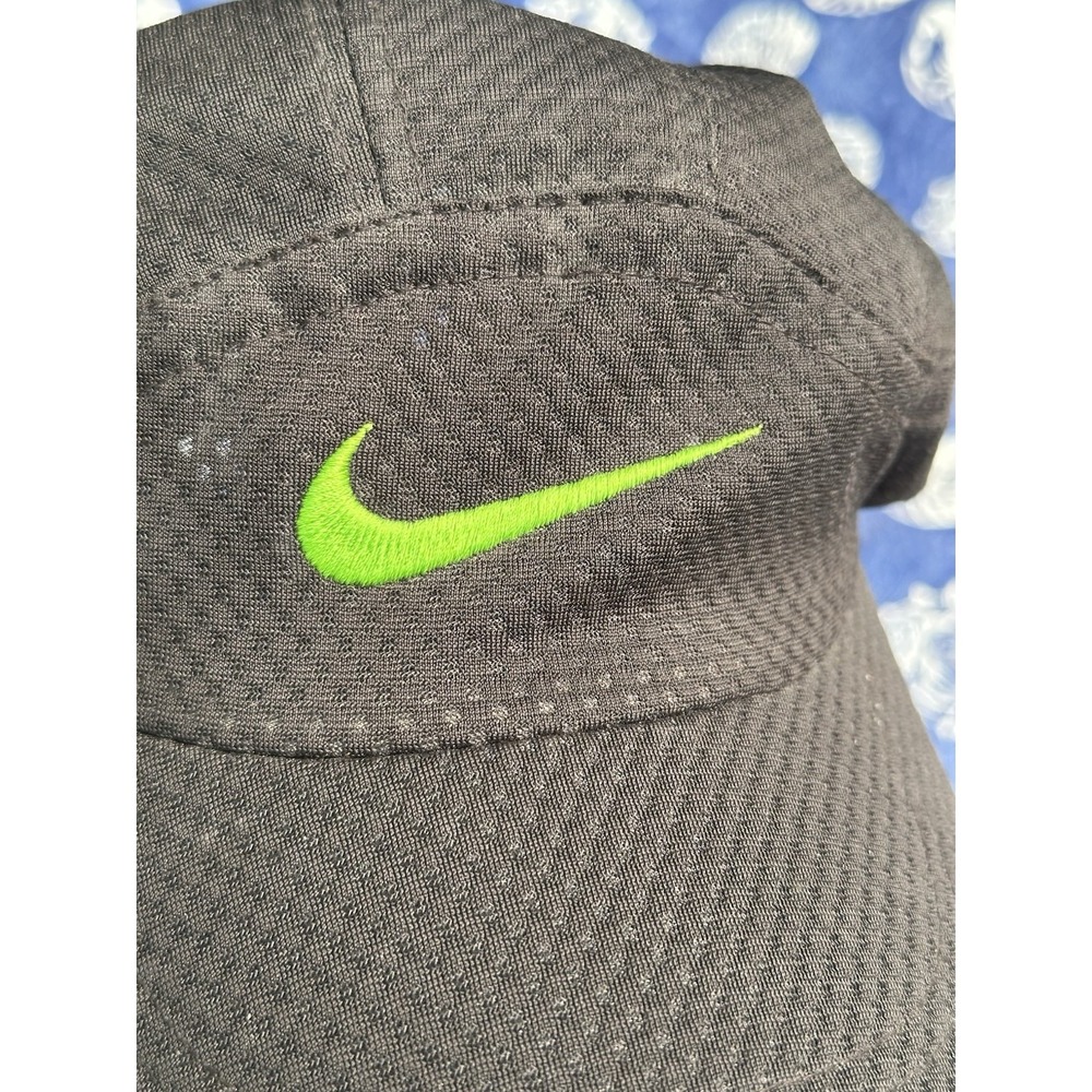 Vintage Y2K Nike Tailwind Hat Black Embroidered Swoosh Mesh 7 Panel Strap Back - Picture 7 of 7
